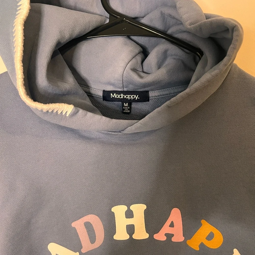 Madhappy Light Blue Hoodie with Colorful Lettering - Picture 3 of 9